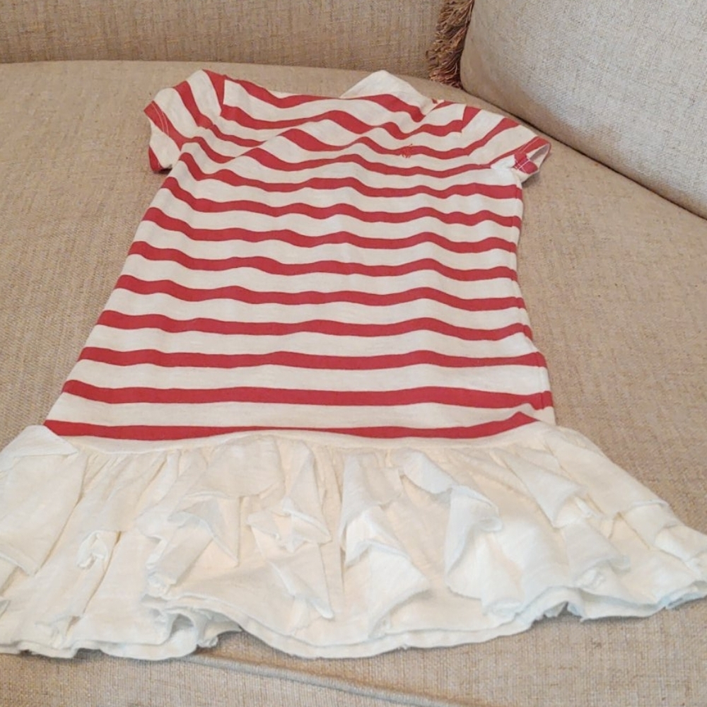 Cream and Red stripes Polo dress